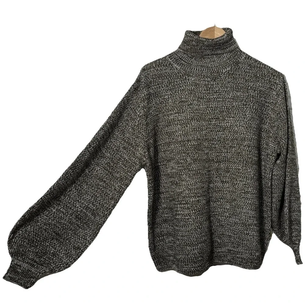 Zenana green turtleneck bubble sleeve sweater medium Academia Indie